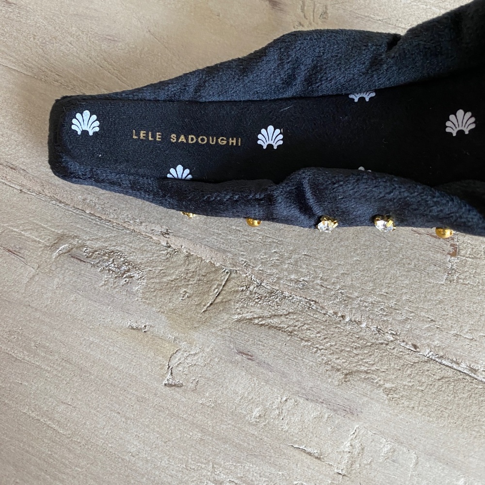 Lele Sadoughi Graduation Jet Velvet Embellished Headband - Picture 8 of 12